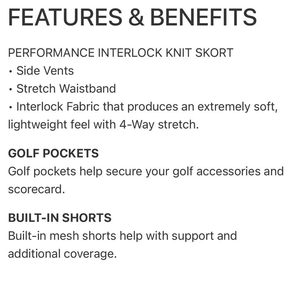 NEW! FootJoy Performance Interlock Knit Skort Black Shorts Skirt Pockets Size S